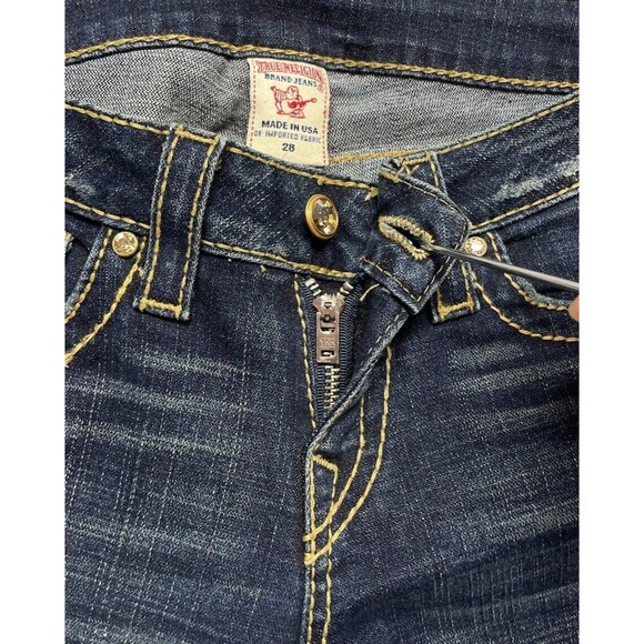 True Religion Disco Becky Big T Women's Sz 28 Yellow Rhinestone Bootcut Jeans - Picture 7 of 15